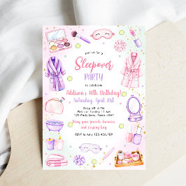 Convites Sleepover Party Girl Spa Pink Birthday Invitation