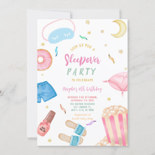 Convites Sleepover Slumber Party Girl Spa Pink Aniversário