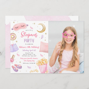 Convites Sleepover Slumber Party Girl Spa Pink Aniversário