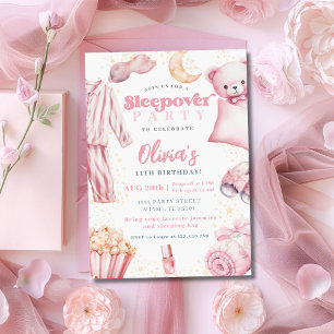 Convites Sleepover Slumber Party Girl Spa Pink Aniversário
