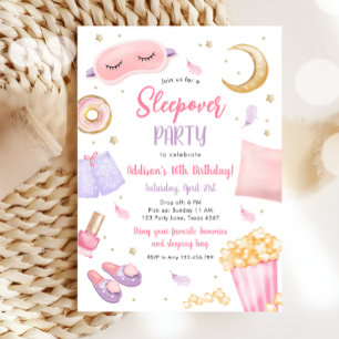 Convites Sleepover Slumber Party Girl Spa Pink Aniversário