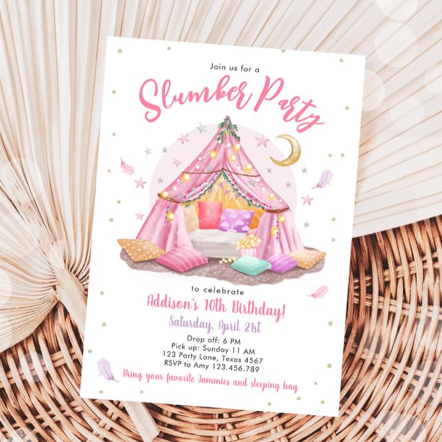 Convites Sleepover Slumber Party Glamping Tent Birthday (Criador carregado)