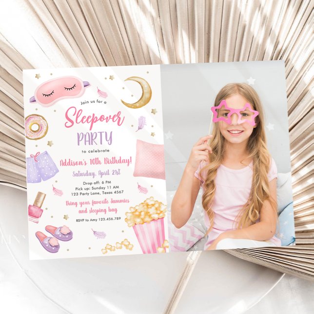 Convites Sleepover Slumbper Party Girl Spa Pink Birthday In (Criador carregado)