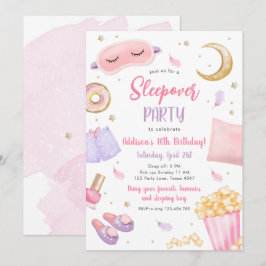 Convites Sleepover Slumbper Party Girl Spa Pink Birthday In