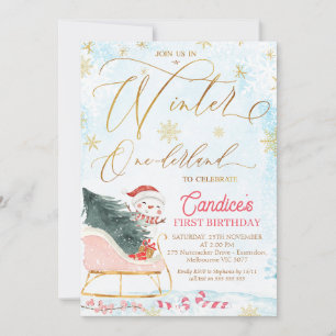 Convites Sleigh Winter One-derland Birthday Invitation