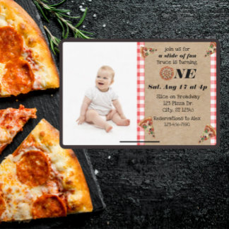 Convites Slice of fun 1st Birthday with photo
