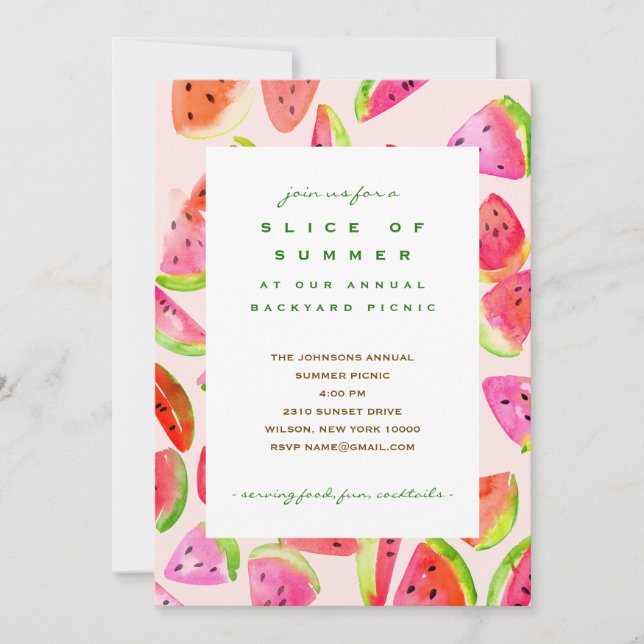 Convites Slice of Summer Watermelon Party Invitation (Frente)