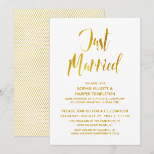 Convites Slim Gold Chevron Casados Recém-Casados Festa Pós-