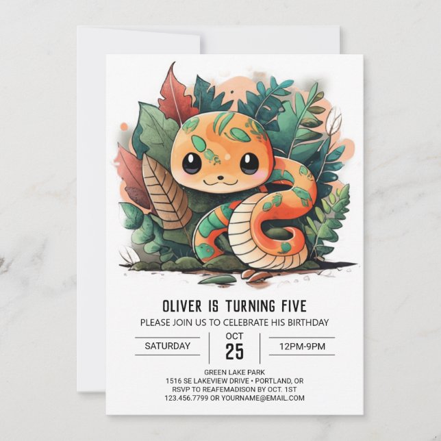 Convites Slithering Python Wildlife Invitation (Frente)