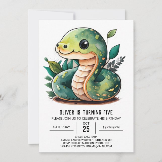 Convites Slithering Wonderland Birthday Invitation (Frente)