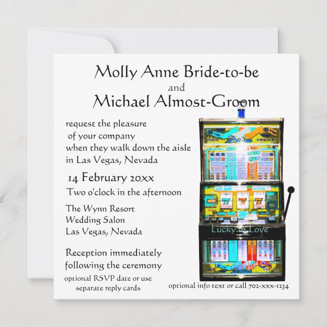 Convites Slot Machine Lucky in Love (Frente)