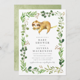 Convites Sloth Baby Shower Invitation