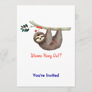 Convites Sloth Hanging do Branch TEXT Quer Sair?