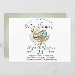 Convites Sloth, Palm, Bolinhas