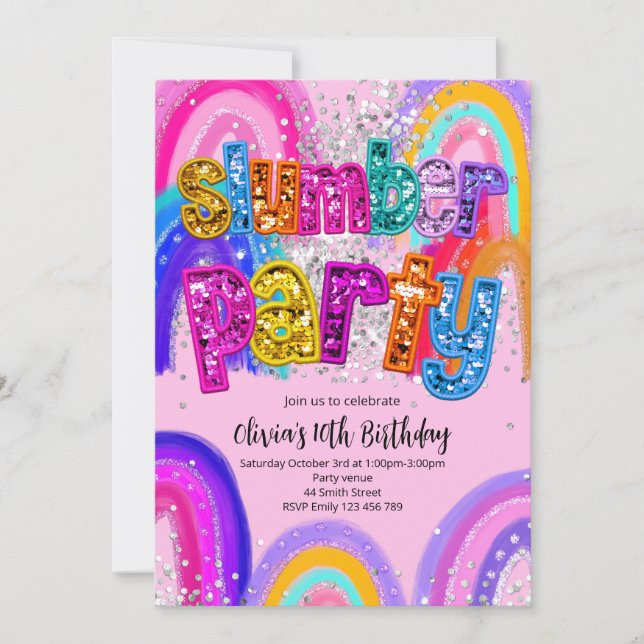 Convites Slumber Party Birthday Invitation (Frente)