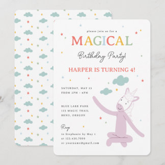 Convites Slumberkins Magical Rainbow Unicorn Birthday