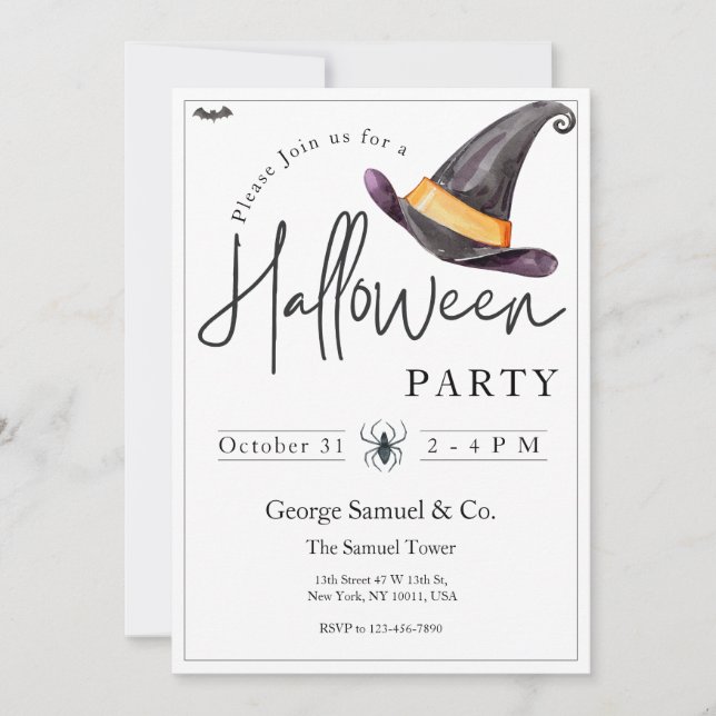 Convites Small Business Minimalist Halloween Office Party (Frente)
