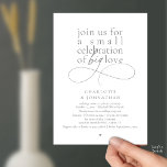Convites Small Celebration of Big Love, Elegant Minimalist<br><div class="desc">Celebrate your love story with this elegant minimalist wedding invitation, designed with a refined serif font paired with delicate handwritten script. Perfect for couples who love modern romance, soft neutrals, and timeless typography. This invitation is ideal for intimate weddings, backyard celebrations, garden ceremonies, or modern elopements. The clean layout and...</div>