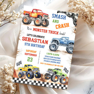Convites Smash & Crash É o Festa de Caminhão Monstro do Men