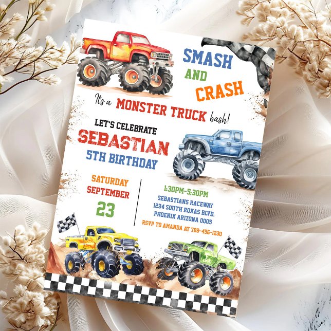 Convites Smash & Crash É o Festa de Caminhão Monstro do Men (Criador carregado)