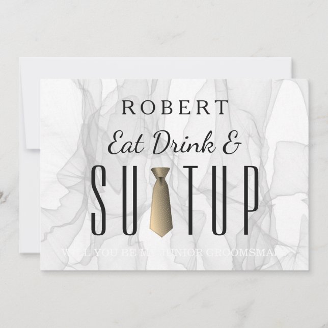 Convites Smokey Marble Suit-up Você será meu padrinho de ca (Frente)