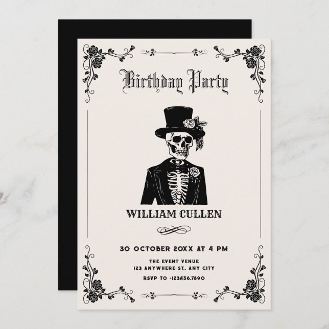 Convites Smoking crânio (Frente/Verso)