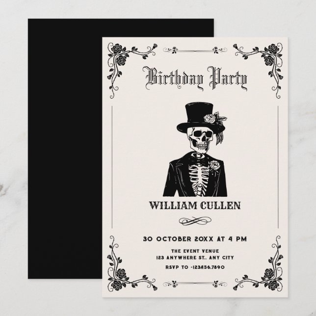 Convites Smoking de caveira  (Frente/Verso)