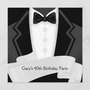 Convites Smoking Preto Homem Camisa Preto e Branco 40º Fest