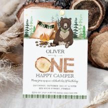 S'more Camping Bear ONE Happy Camper primeiro aniv