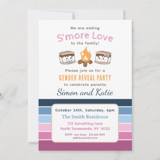 Convites S'more Love temed baby gender
