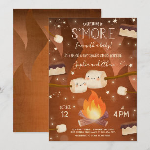 Convites S'more Sexo Neutro de Chá de fraldas Bonfire