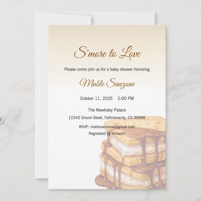 Convites S'more to Love Invitation, Chá de fraldas (Frente)