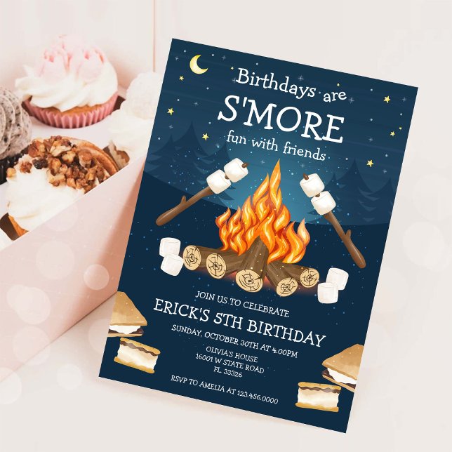 Convites S'mores Birthday Party S'mores Camping Birthday (Criador carregado)