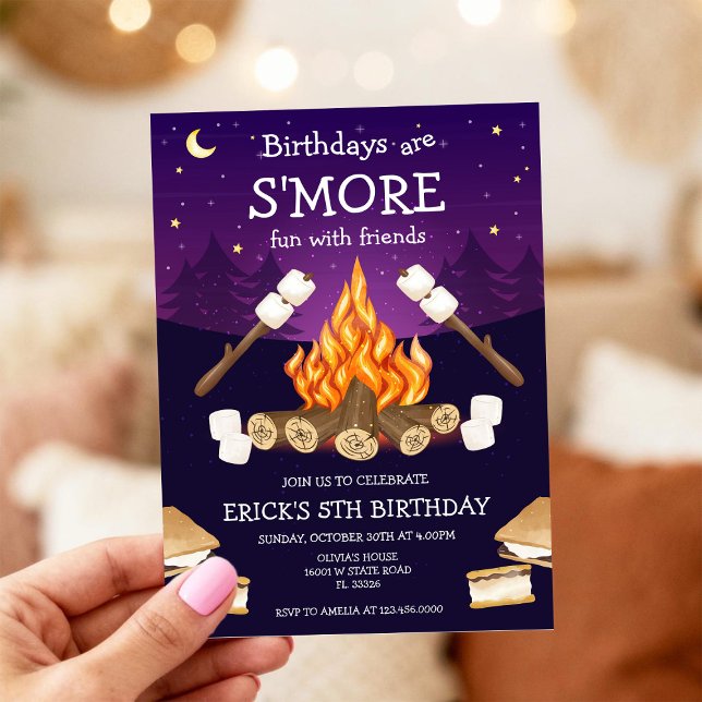 Convites S'mores Birthday Party S'mores Camping Birthday (Criador carregado)