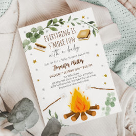 Convites S'mores Campfire Bonfire Greenery Chá de fraldas