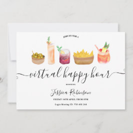 Convites Snacks coquetéis aquarela happy hours virtuais