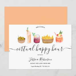 Convites Snacks coquetéis aquarela happy hours virtuais