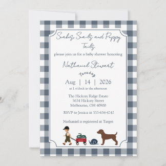 Convites Snakes, Snails & Puppy Tails — Baby Boy Invitation