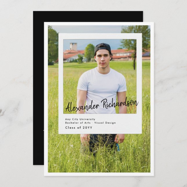 Convites Snapshot Autografado | 5 Festa de formatura de fot (Frente/Verso)