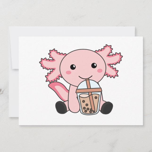 Convites Snaxolotl Axolotl Bubble Tea Amadurece Animais Doe (Frente)