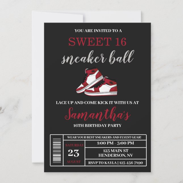 Convites Sneaker Ball Calls,]Sneaker Ball Sweet 16 I (Frente)