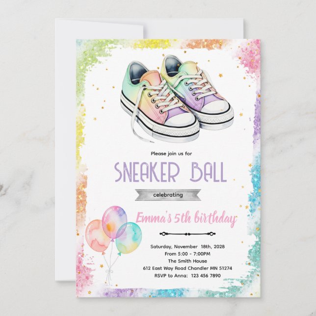 Convites Sneaker ball girl party invite (Frente)