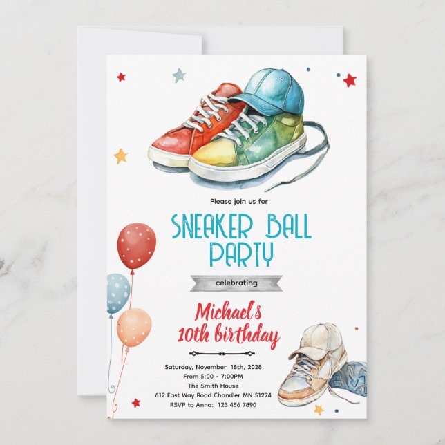 Convites Sneaker Birthday Party invite (Frente)