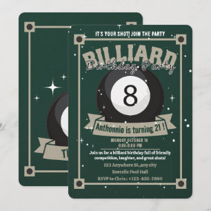 Convites Snooker Invite a Piscina Billiards Ball