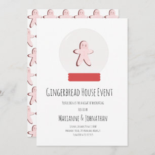 Convites Snow Globe Gingerbird House Decoring Party