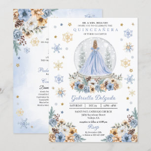Convites Snow Globe Princess Winter Wonderland Quinceañera