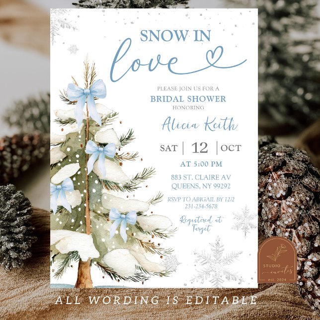 Convites Snow in Love Blue Winter Bridal Shower (Criador carregado)