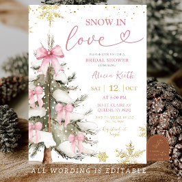 Convites Snow in Love Pink Winter Bridal Shower