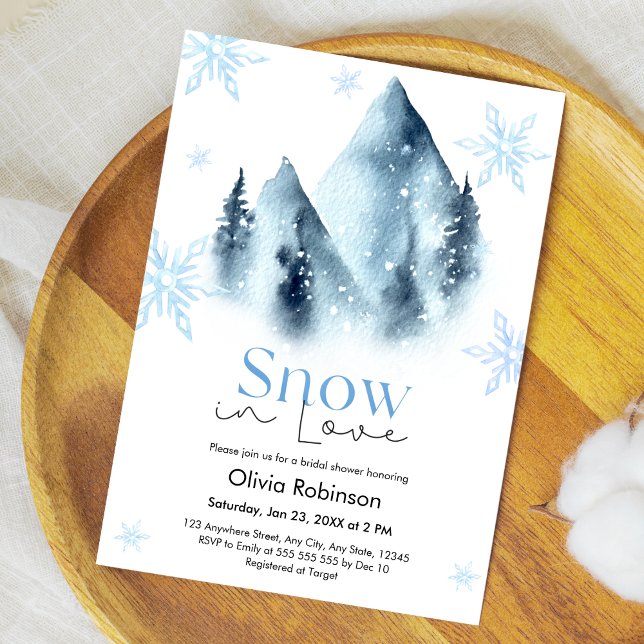 Convites Snow in Love Winter Snowflakes Bridal Shower  (Snowy Mountains Snow in Love Winter Snowflakes Bridal Shower Invitation )
