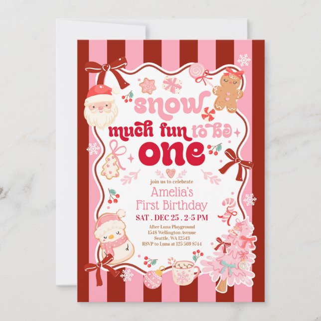 Convites Snow Much Fun to be ONE First Birthday Invitation (Frente)